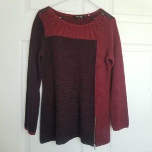Nic+Zoe Red and black knit top, small petite
